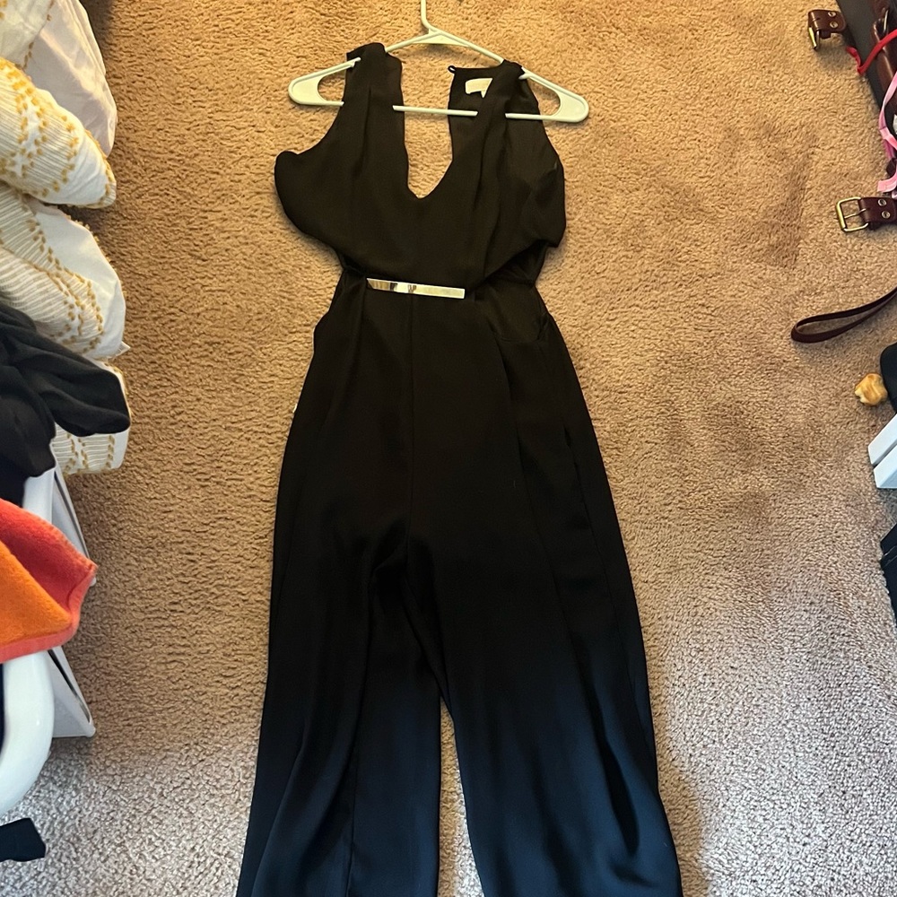 Straight Leg Black Pantsuit with Torso Cutouts